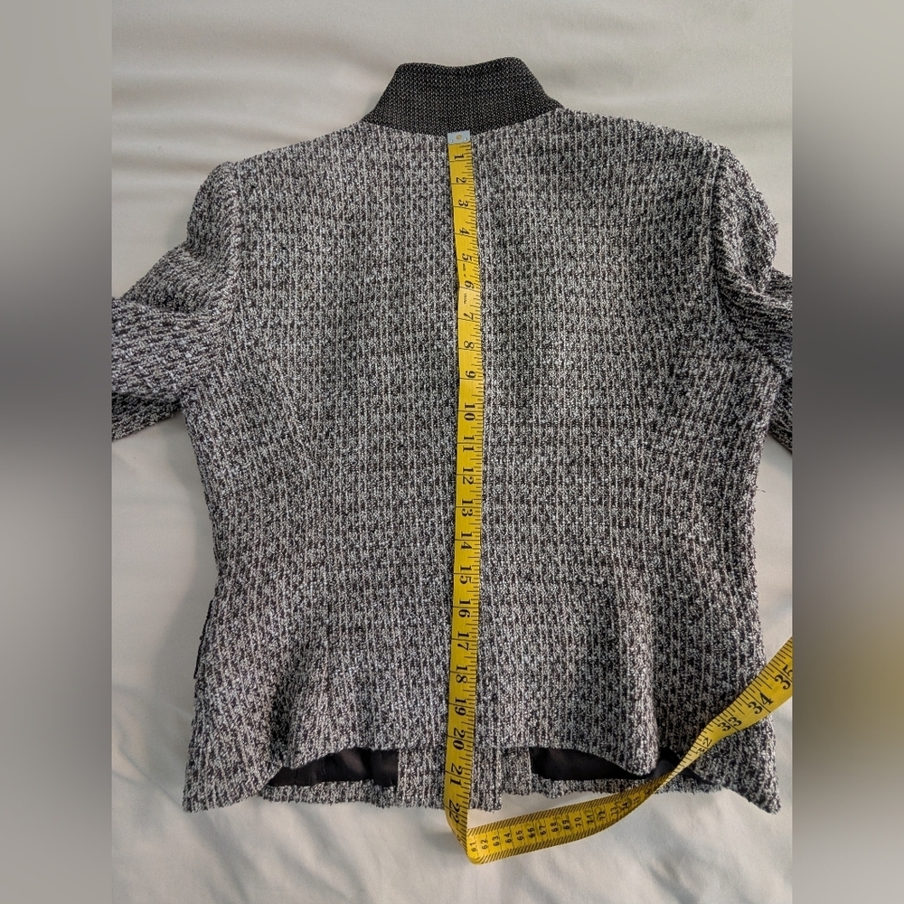 Linda Allard Ellen Tracy Tweed Jacket Blazer Wool Blend Brown Cream Zip Front Si - Picture 9 of 12